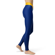 Dark Blue With Yellow Essential Yoga Leggings