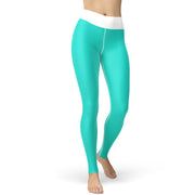 Mint Green With White Essential Yoga Leggings