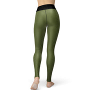 Olive Green With Black Essential Yoga Leggings