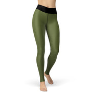 Olive Green With Black Essential Yoga Leggings