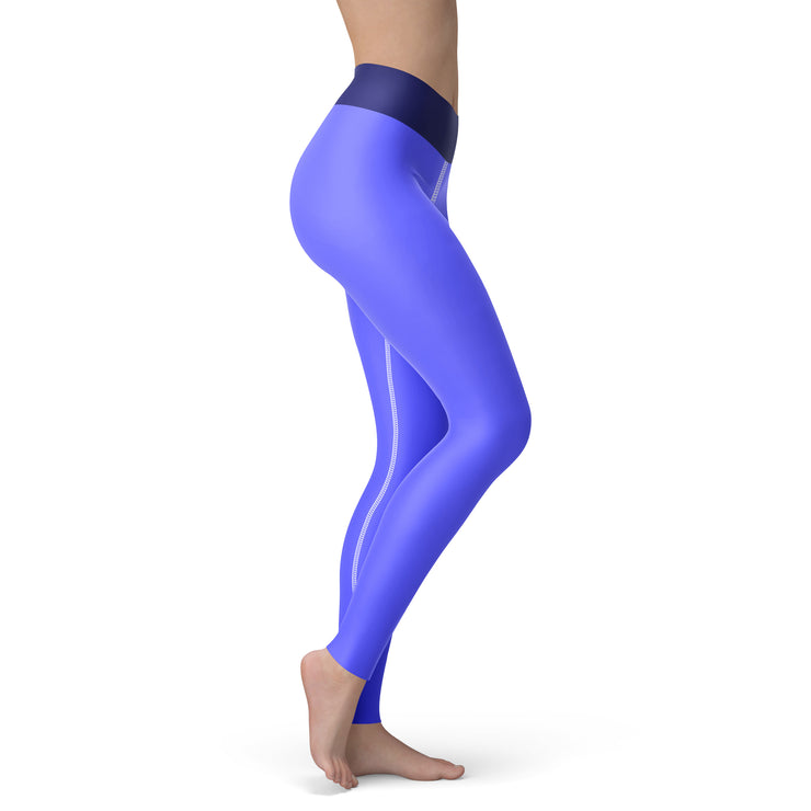 Bright Blue With Blueberry Essential Yoga Leggings
