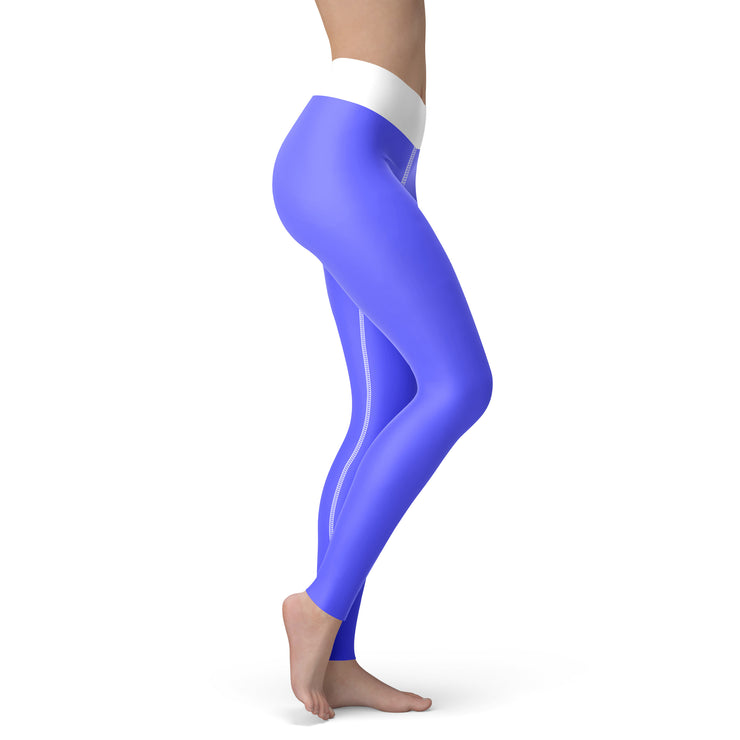 Bright Blue With White Essential Yoga Leggings