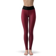 Dark Red With Black Essential Yoga Leggings