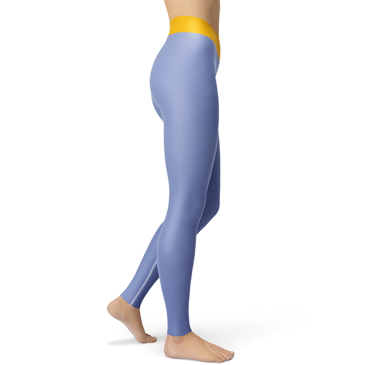 Grey Blue With Yellow Essential Yoga Leggings
