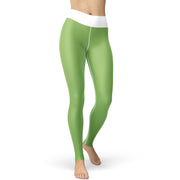 Natural Green With White Yoga Leggings