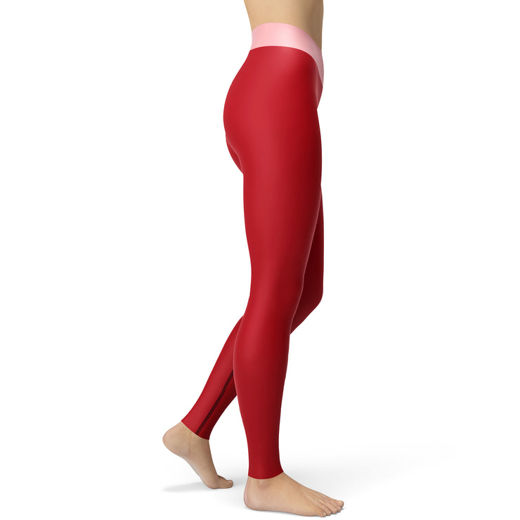 Red With Pink Essential Yoga Leggings