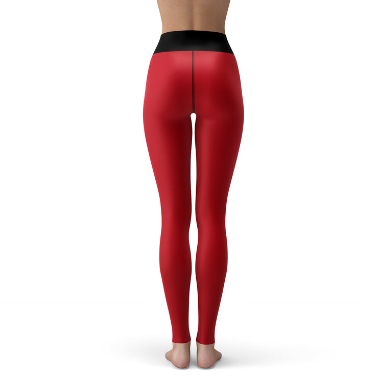 Red With Black Essential Yoga Leggings