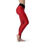 Red With Black Essential Yoga Leggings