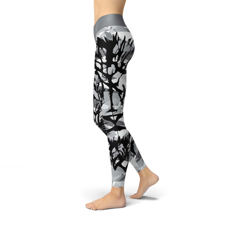 Black & Grey Lion Yoga Leggings