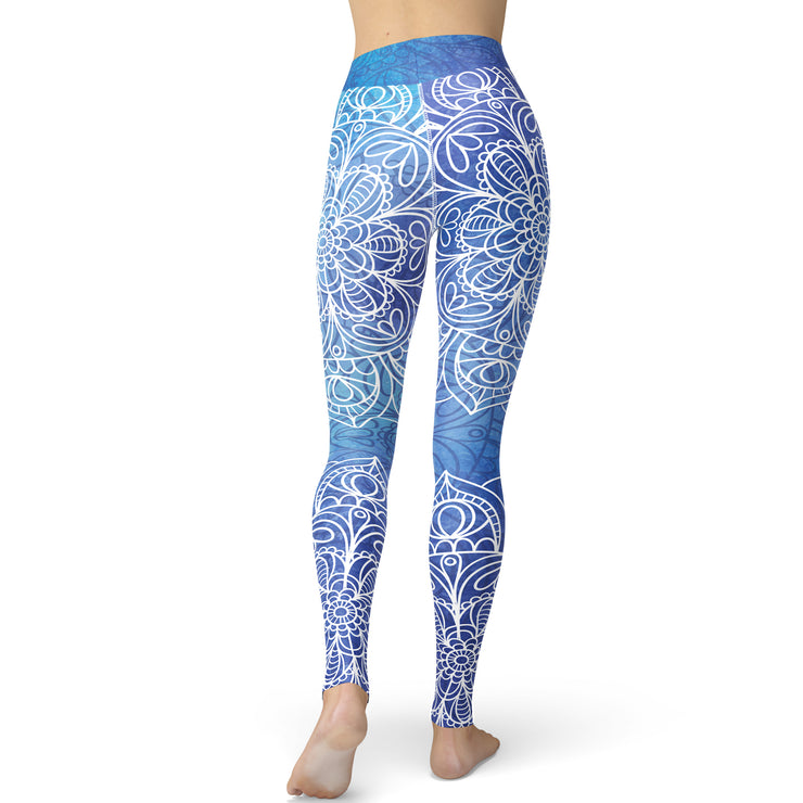 Blue Pattern Yoga Leggings