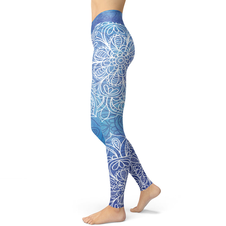 Blue Pattern Yoga Leggings