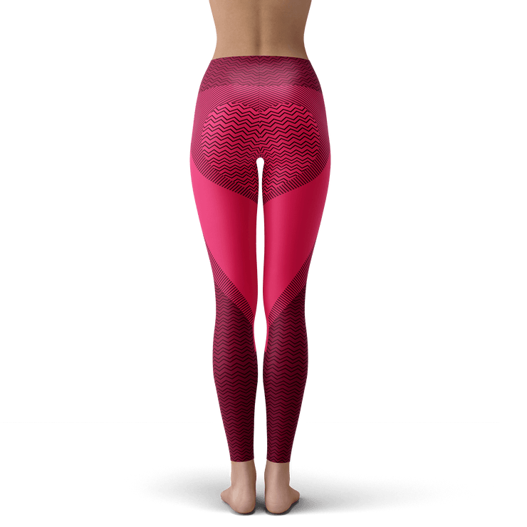 Cerise Pink Heart Pattern Shapewear Yoga Leggings