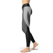 Grey Monochrome Heart Shapewear Pattern Yoga Leggings