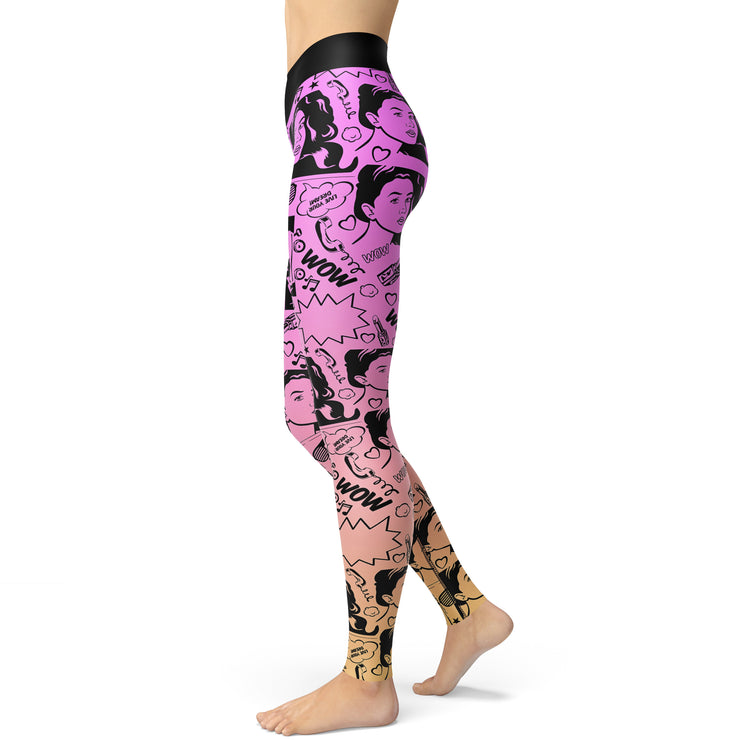 Pink Comic Book Yoga Leggings