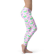 Daring Dolphin Lilac And Neon Green Printed Leggings