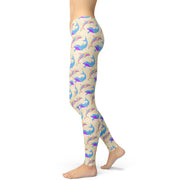 Daring Dolphin Beige And Purple Printed Leggings