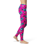 Hot Pink Boombox Yoga Leggings