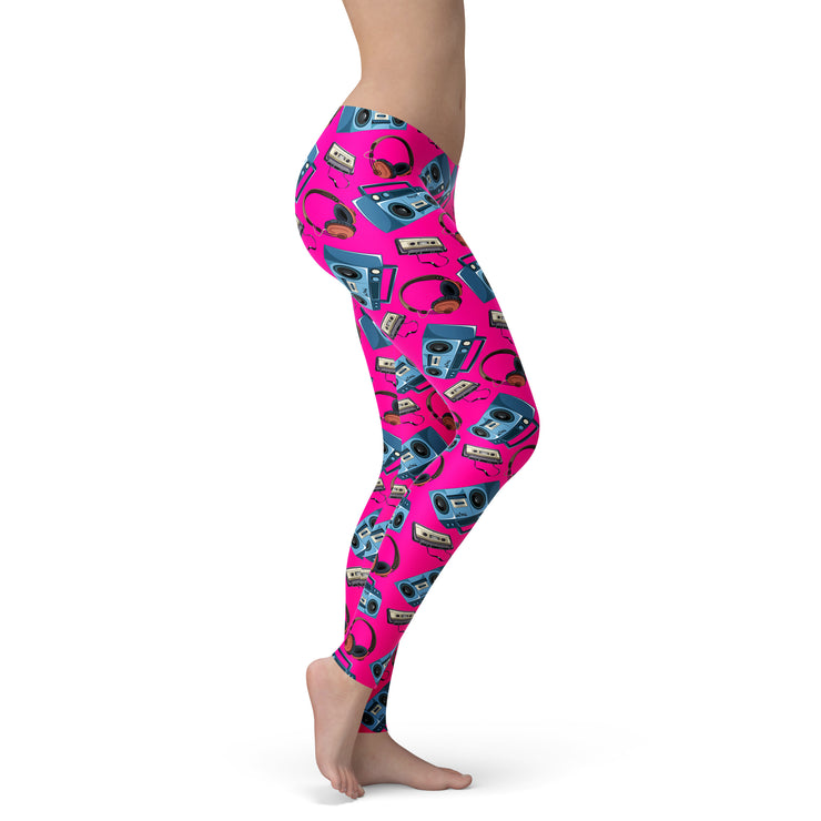 Hot Pink Boombox Yoga Leggings