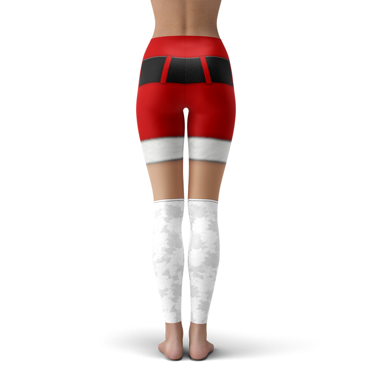 Santa Outfit With White Stockings Yoga Leggings