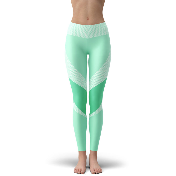 Mint Green Heart Shapewear Yoga Leggings