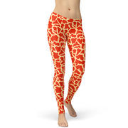 Orange Giraffe Print Leggings