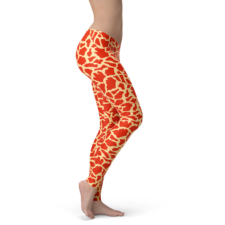 Orange Giraffe Print Leggings