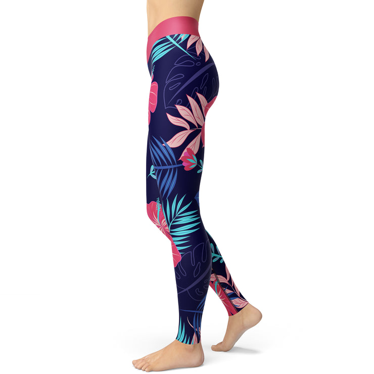 Pink Lily & Palm Yoga Leggings