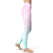 Pink & Blue Pattern Yoga Leggings