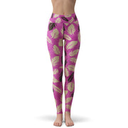 Purple Feather Yoga Pants