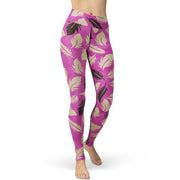 Purple Feather Yoga Pants