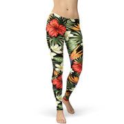 Red Tropical Lily Leggings