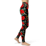 Red Rose Yoga Leggings