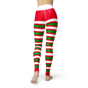 Christmas Elf Stripe Holiday Yoga Leggings