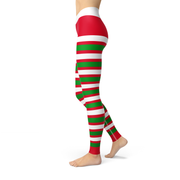 Christmas Elf Stripe Holiday Yoga Leggings
