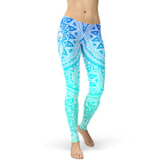 Blue And Green Wild Horse Leggings