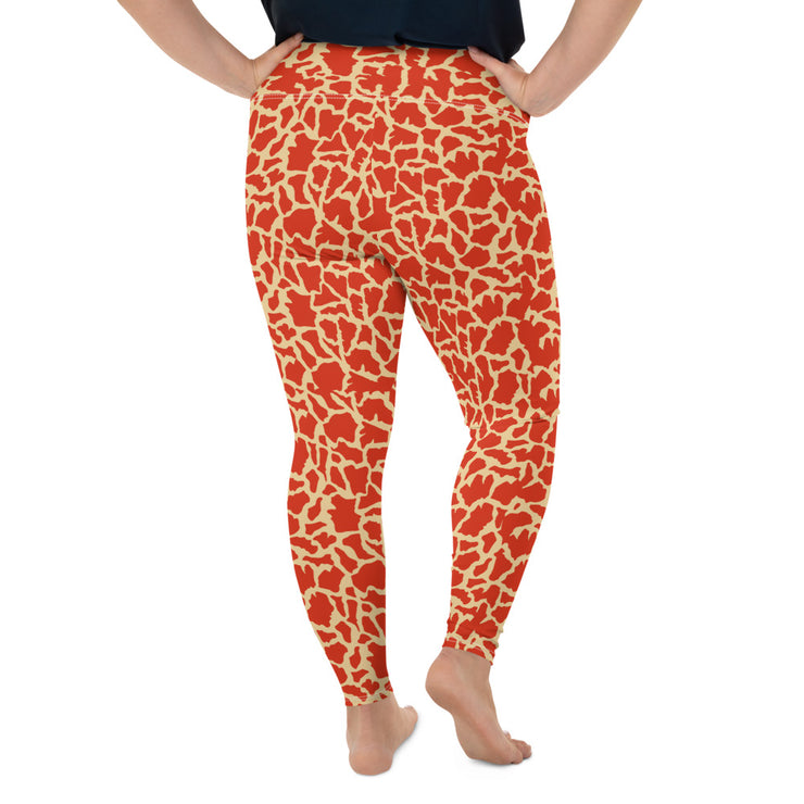 Orange Giraffe Print Plus Size Leggings | Yoga Pants | Activewear | Lily Mist