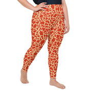 Orange Giraffe Print Plus Size Leggings | Yoga Pants | Activewear | Lily Mist
