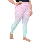 Pink & Blue Pattern Plus Size Leggings | Yoga Pants | Activewear | Lily Mist