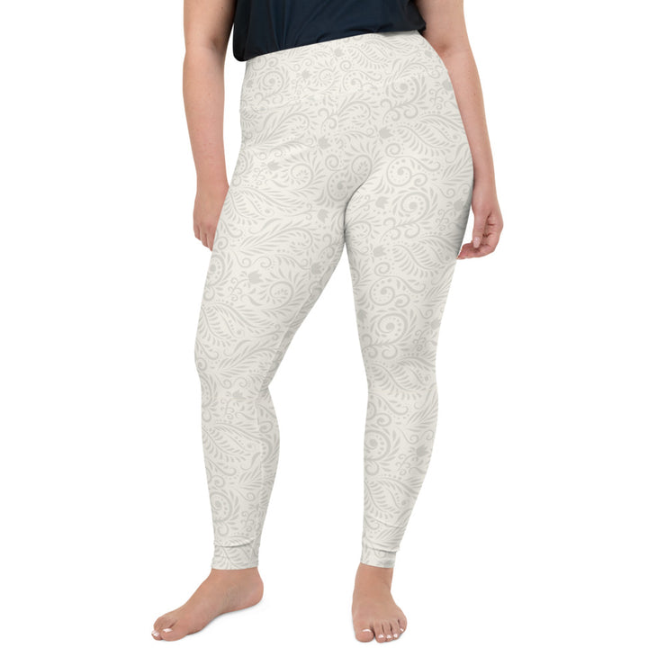 Winter Flower Plus Size Leggings | Yoga Pants | Activewear | Lily Mist