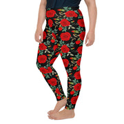 Red Rose Plus Size Leggings | Yoga Pants | Activewear | Lily Mist