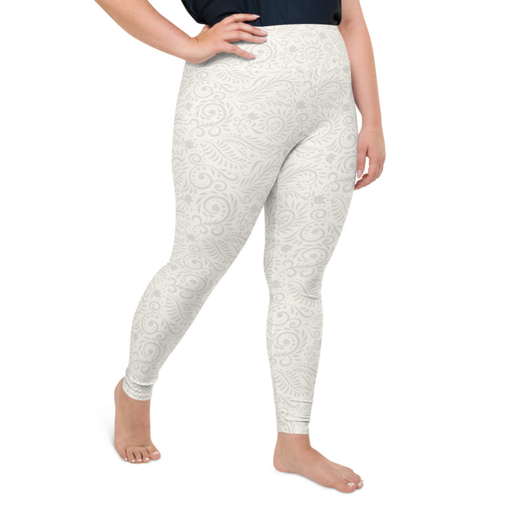 Winter Flower Plus Size Leggings | Yoga Pants | Activewear | Lily Mist