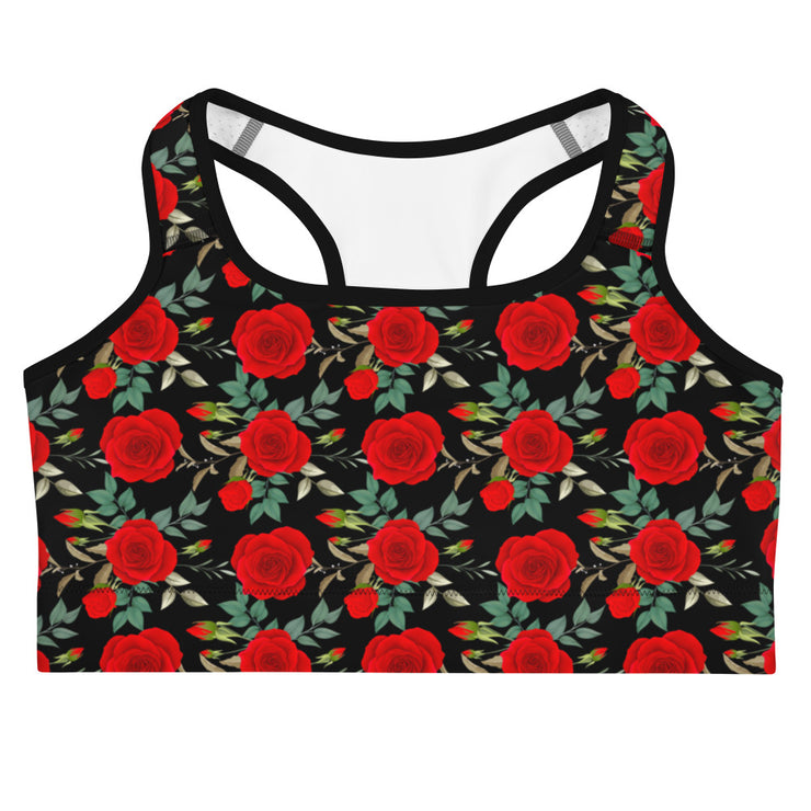 Red Rose Sports Bra | Yoga Wear | Activewear | Lily Mist