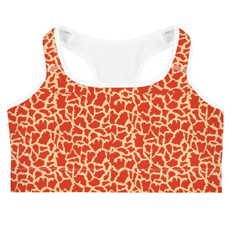 Orange Giraffe Print Sports Bra | Yoga Wear | Activewear | Lily Mist