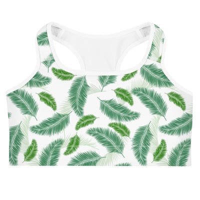 White Palm Leaf Sports Bra | Yoga Wear | Activewear | Lily Mist