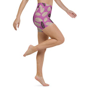 Purple Feather Yoga Shorts